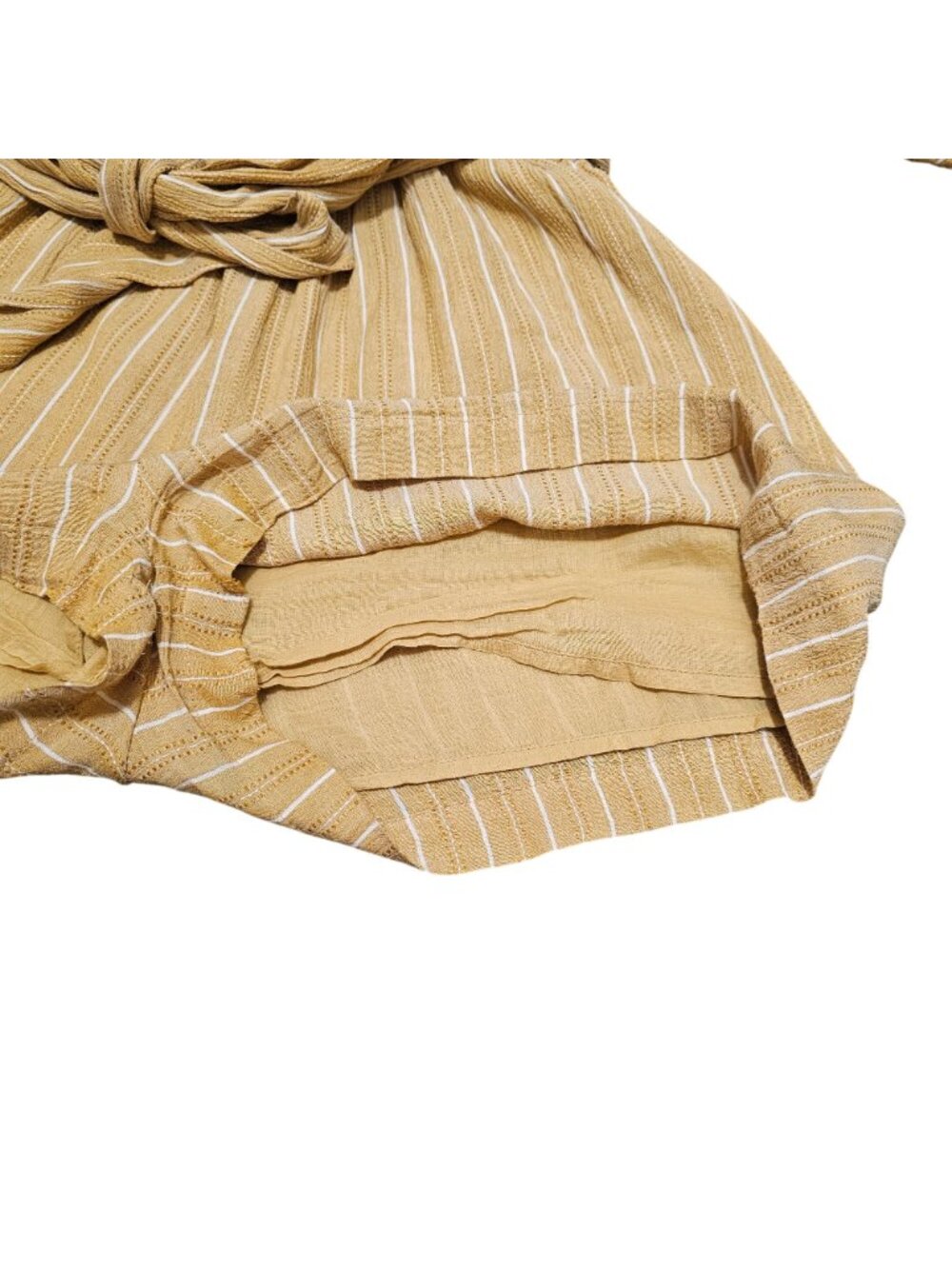 Yellow Striped Wrap Romper With Tie Waist By LuBella Boutique - Size S - Picture 9 of 13